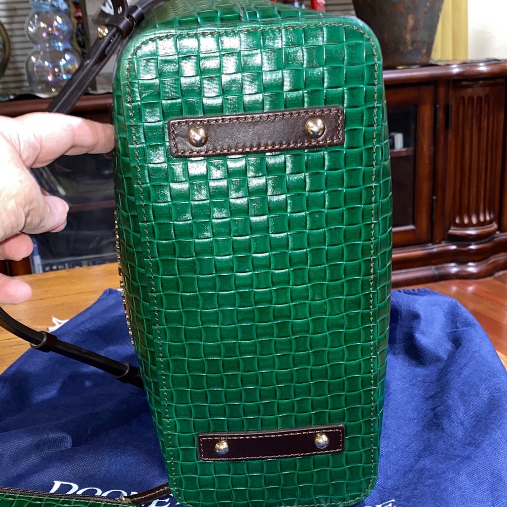 Dooney & Bourke Textured Green Tote with Brown Handles - Picture 3 of 10